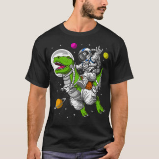 Space Astronaut Riding TRe Dinosaur Funny Men Boys T-Shirt