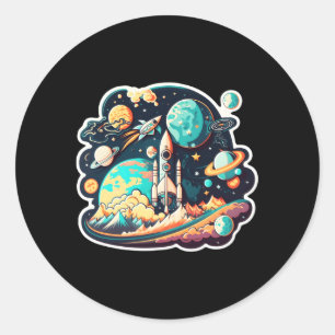 Space Astronaut Science Planets Space For Classic Round Sticker