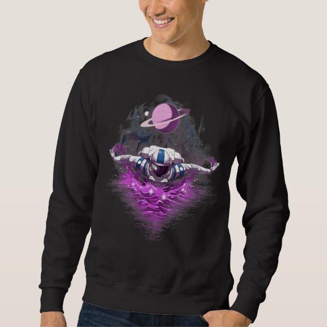 Space Astronaut Swimming Sweatshirt (Front)