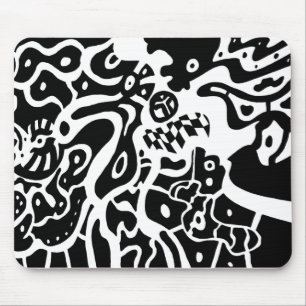 "Space" B&W Abstract Art Mouse Pad