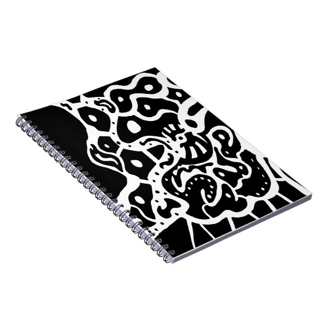 "Space" B&W Abstract Art Spiral Notebook (Right Side)