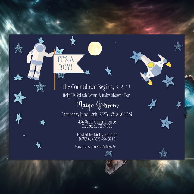 Space Baby Countdown Baby Shower Invitation (Creator Uploaded)