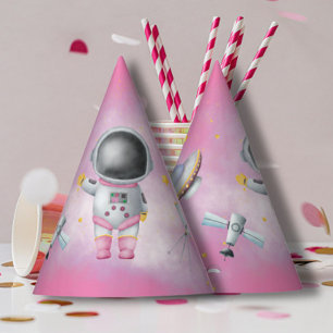 Space baby girl Astronaut rocket ufo star Birthday Party Hat