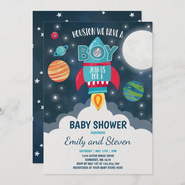 Space Baby Shower Invitation Galaxy Baby Shower (Front/Back)