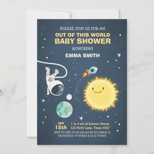 Space Baby Shower Invitation Out of this world (Front)