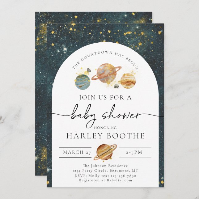 Space Baby Shower Invitation | Space Baby Shower (Front/Back)
