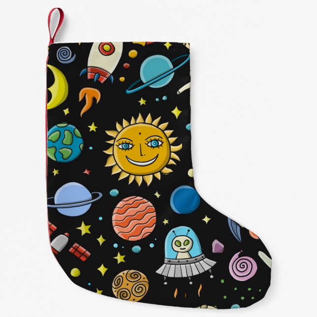 Space Background. Planets of the solar system. Roc Small Christmas Stocking (Front)