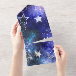 Space Background with Stars All In One Invitation