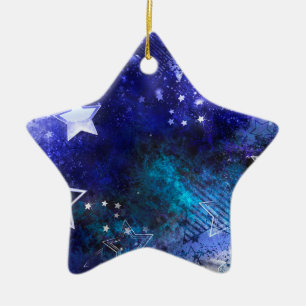 Space Background with Stars Ceramic Tree Decoration