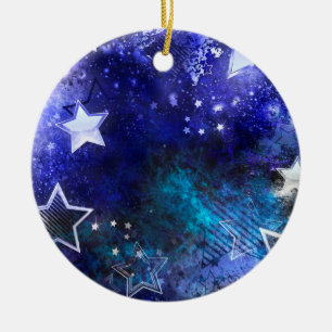 Space Background with Stars Ceramic Tree Decoration