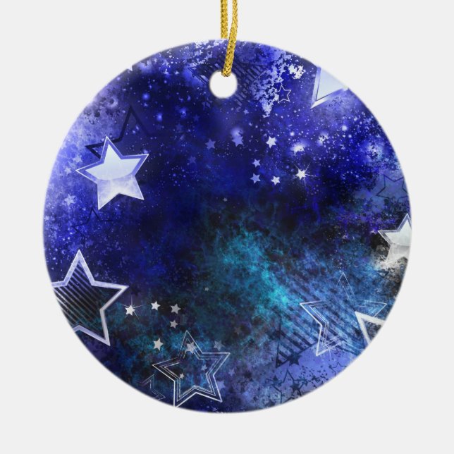 Space Background with Stars Ceramic Tree Decoration (Front)