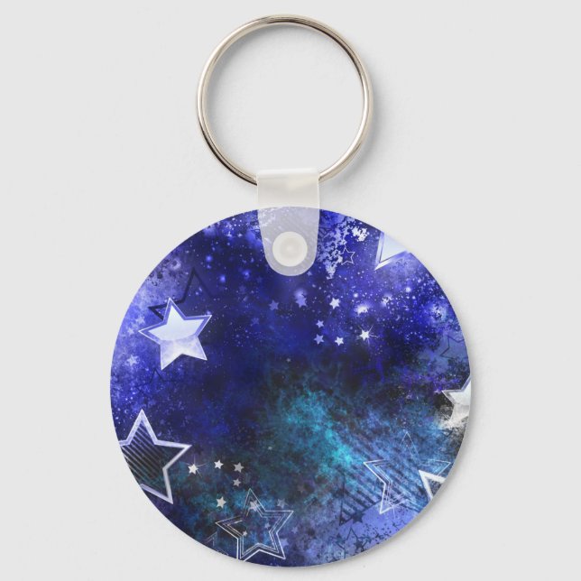 Space Background with Stars Key Ring (Front)