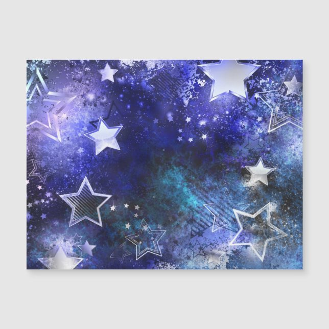 Space Background with Stars Magnetic Invitation (Front)