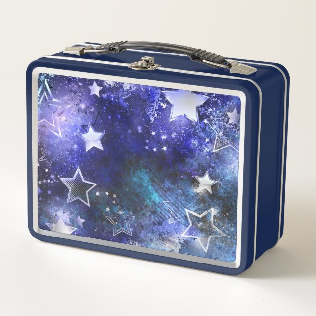 Space Background with Stars Metal Lunch Box (Front)