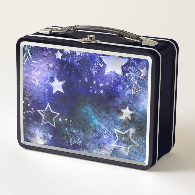 Space Background with Stars Metal Lunch Box (Front)