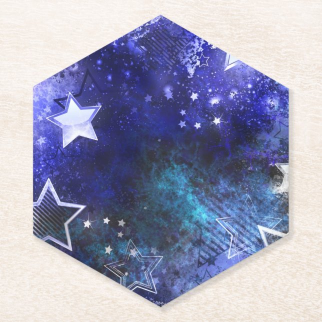 Space Background with Stars Paper Coaster (Front)