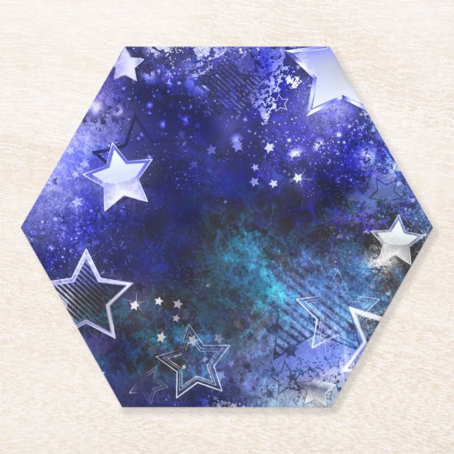 Space Background with Stars Paper Coaster (Front)