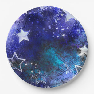 Space Background with Stars Paper Plate