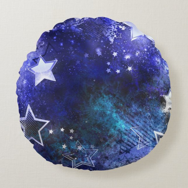 Space Background with Stars Round Cushion (Front)