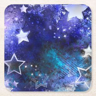 Space Background with Stars Square Paper Coaster