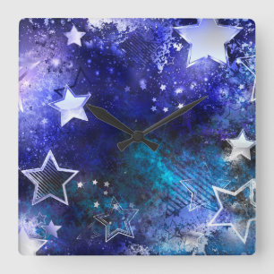 Space Background with Stars Square Wall Clock