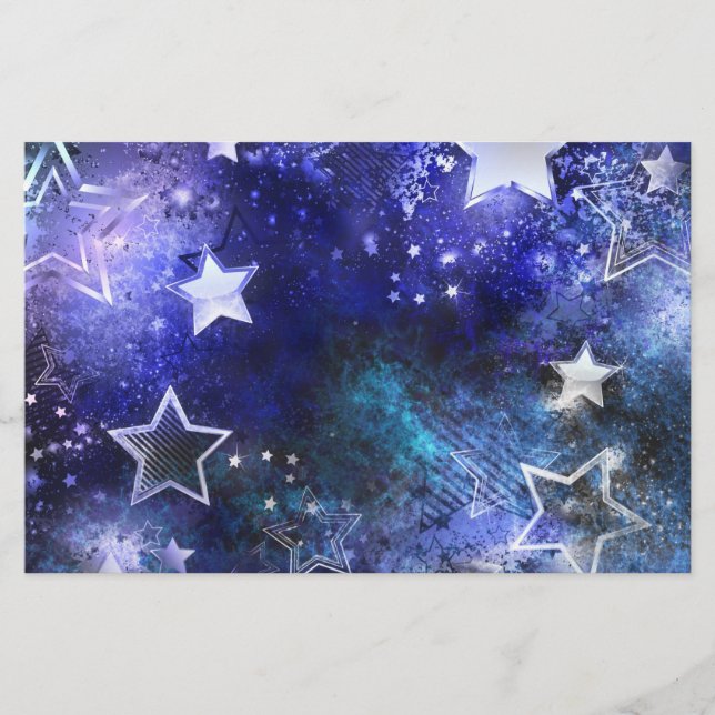 Space Background with Stars Stationery (Front)