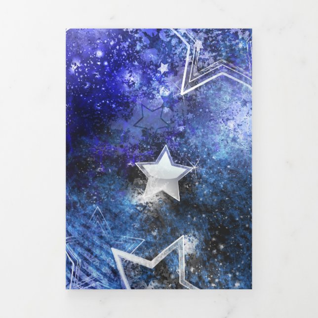 Space Background with Stars Tri-Fold Card (Cover)