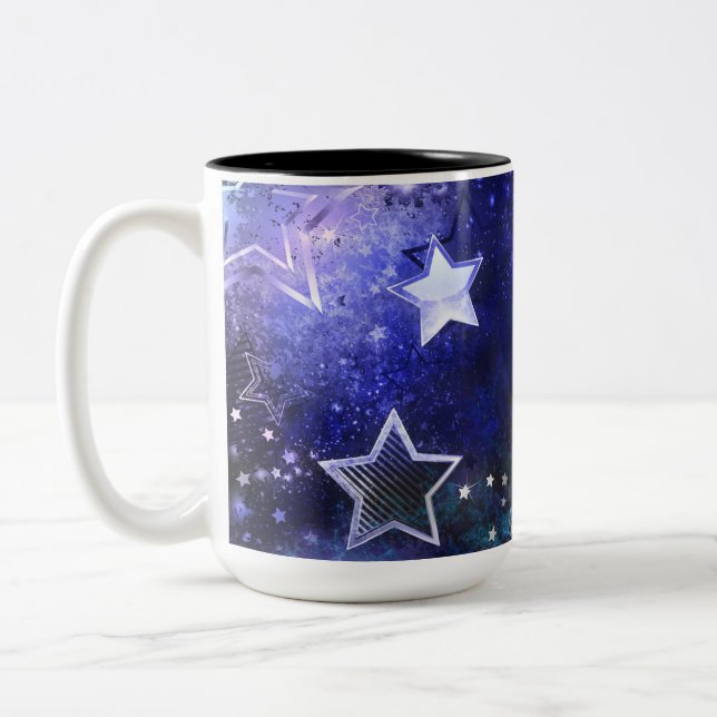 Space Background with Stars Two-Tone Coffee Mug (Left)