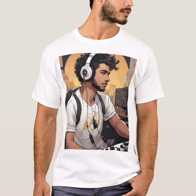 "Space Beats - Futuristic DJ T-Shirt Collection" (Front)
