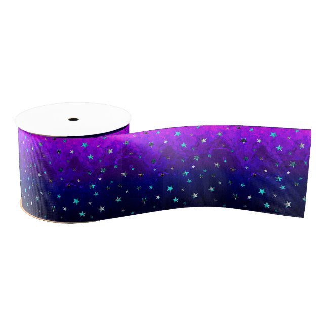Space beautiful galaxy night starry  image grosgrain ribbon (Spool)