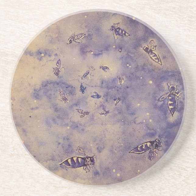 Space Bees Sandstone Coaster (Front)