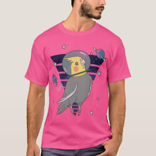Space Birb Astronaut Cockatiel Doodle T-Shirt