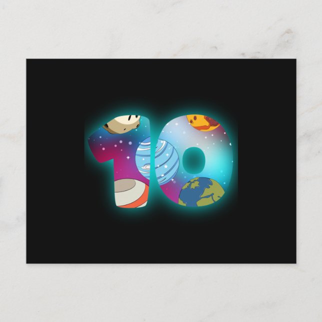 SPACE BIRTHDAY 10 10th Birthday Boy 10 Year Old Postcard (Front)