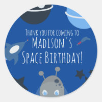 Space Birthday Alien Themed Blue Grey Classic R