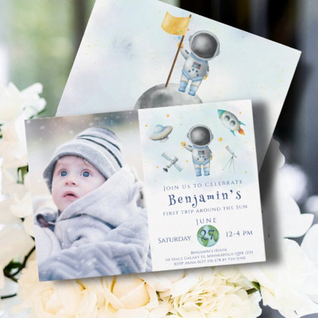 Space Birthday Astronaut Boy rocket stars Party Invitation (Creator Uploaded)