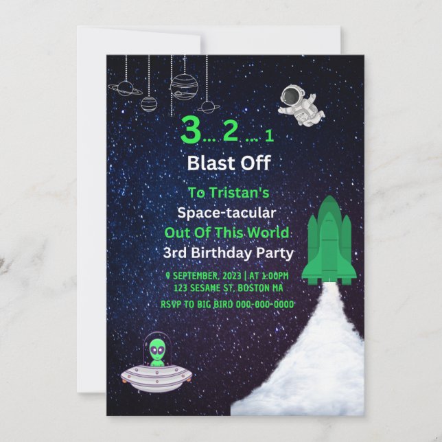 Space Birthday Invitation (Front)