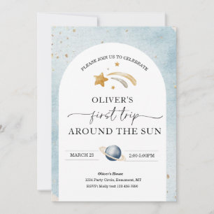 Space Birthday Invitation   First Trip Birthday