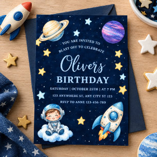 Space Birthday Invitation for Boys