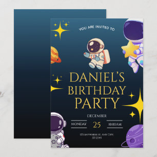 Space Birthday Invitation for Kids,