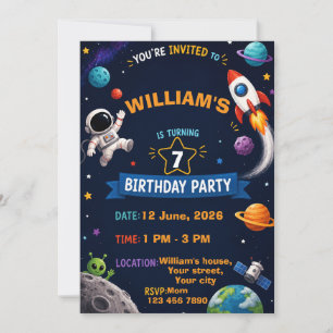 Space Birthday Invitation for Kids Personalized