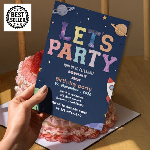 space birthday invitation girls