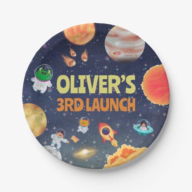 Space birthday paper plate (Front)