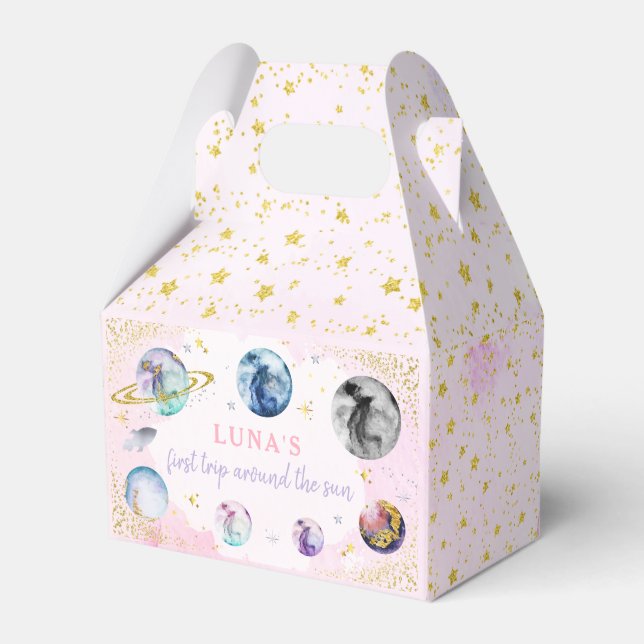 Space Birthday Party  First Trip Around The Sun Favour Box (Front Side)