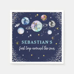 Space Birthday Party First Trip Around The Sun Napkin