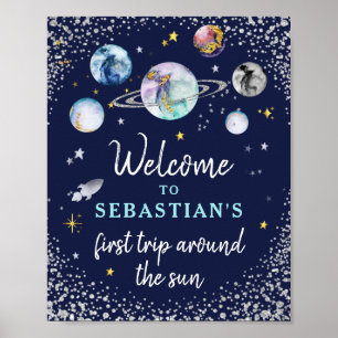 Space Birthday Party First Trip Around The Sun Poster
