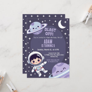 Space Birthday Party Invitation Galaxy Astronaut