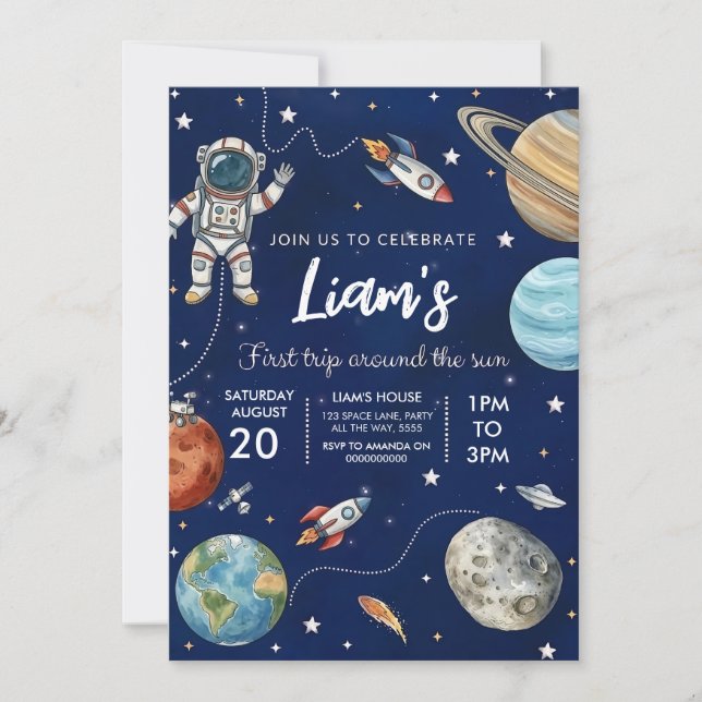 Space Birthday Party Invitation Galaxy Invite Spac (Front)