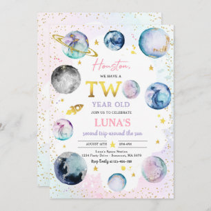 Space Birthday Party Second Trip Around The Sun Invitation