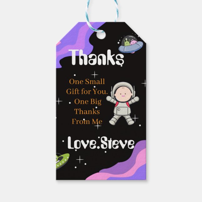 Space Birthday Party Theme Gift Tags (Front)