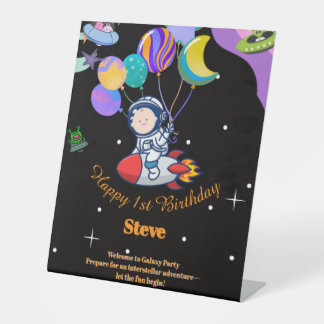Space Birthday Party Theme Pedestal Sign